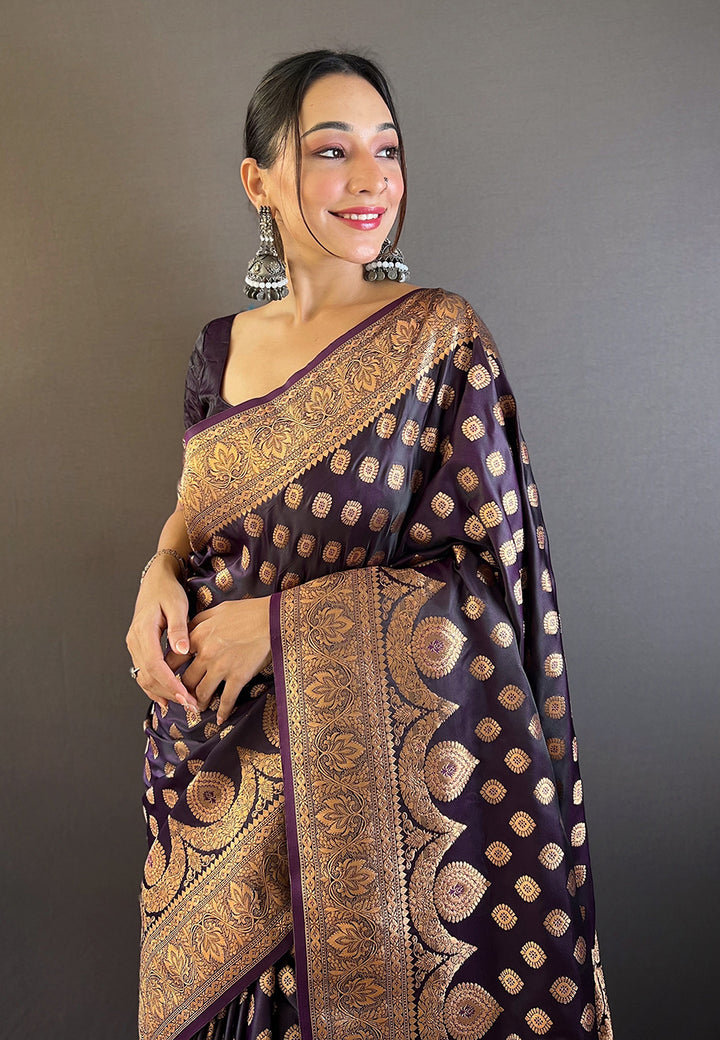 Luxurious Banarasi Satin Silk Saree with | A Stylish and Sophisticated Choice