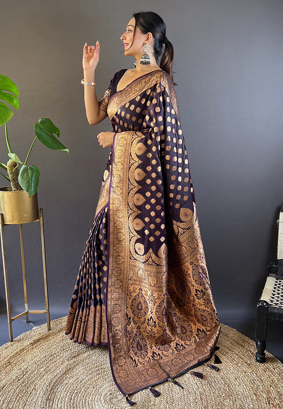 Luxurious Banarasi Satin Silk Saree with | A Stylish and Sophisticated Choice