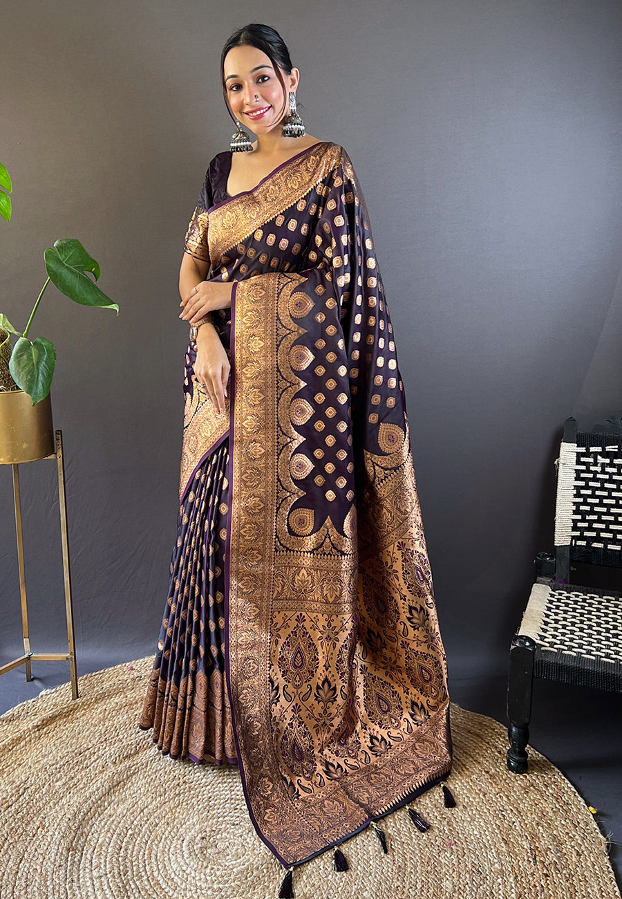 Luxurious Banarasi Satin Silk Saree with | A Stylish and Sophisticated Choice