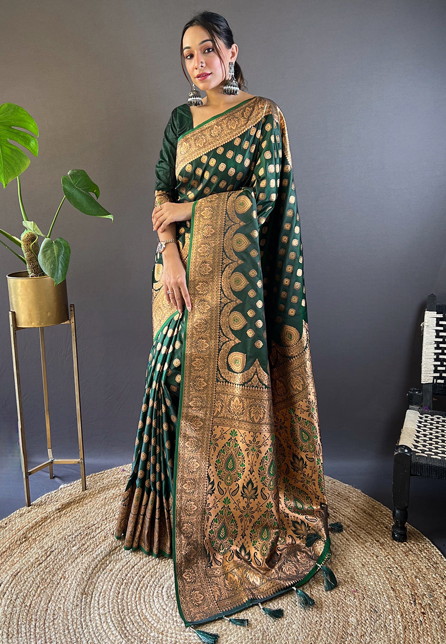 Luxurious Banarasi Satin Silk Saree with | A Stylish and Sophisticated Choice