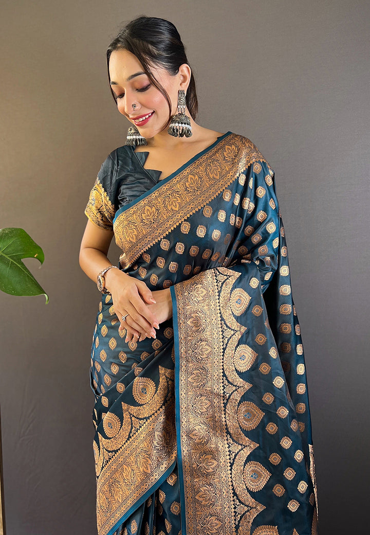 Luxurious Banarasi Satin Silk Saree with | A Stylish and Sophisticated Choice