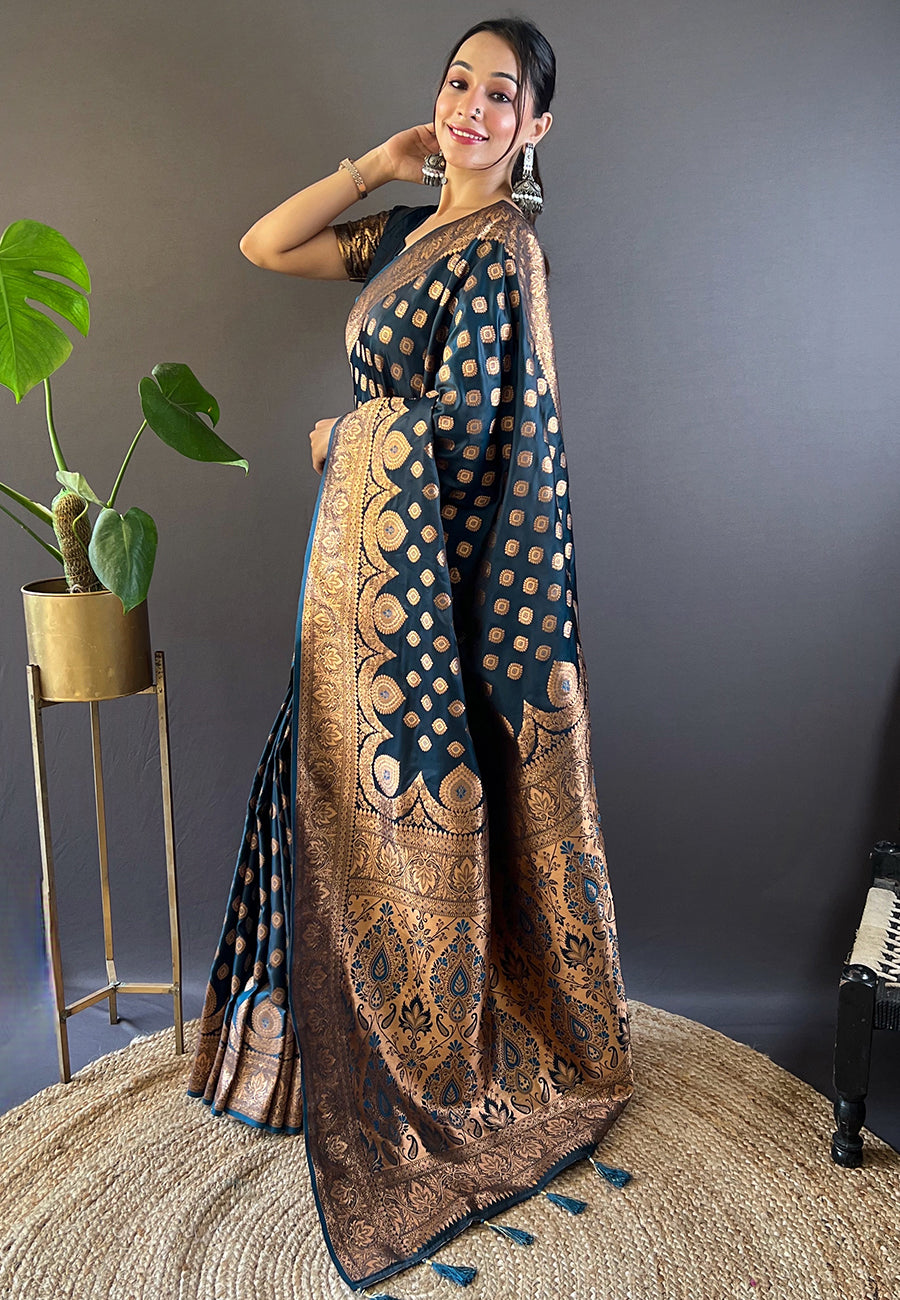 Luxurious Banarasi Satin Silk Saree with | A Stylish and Sophisticated Choice