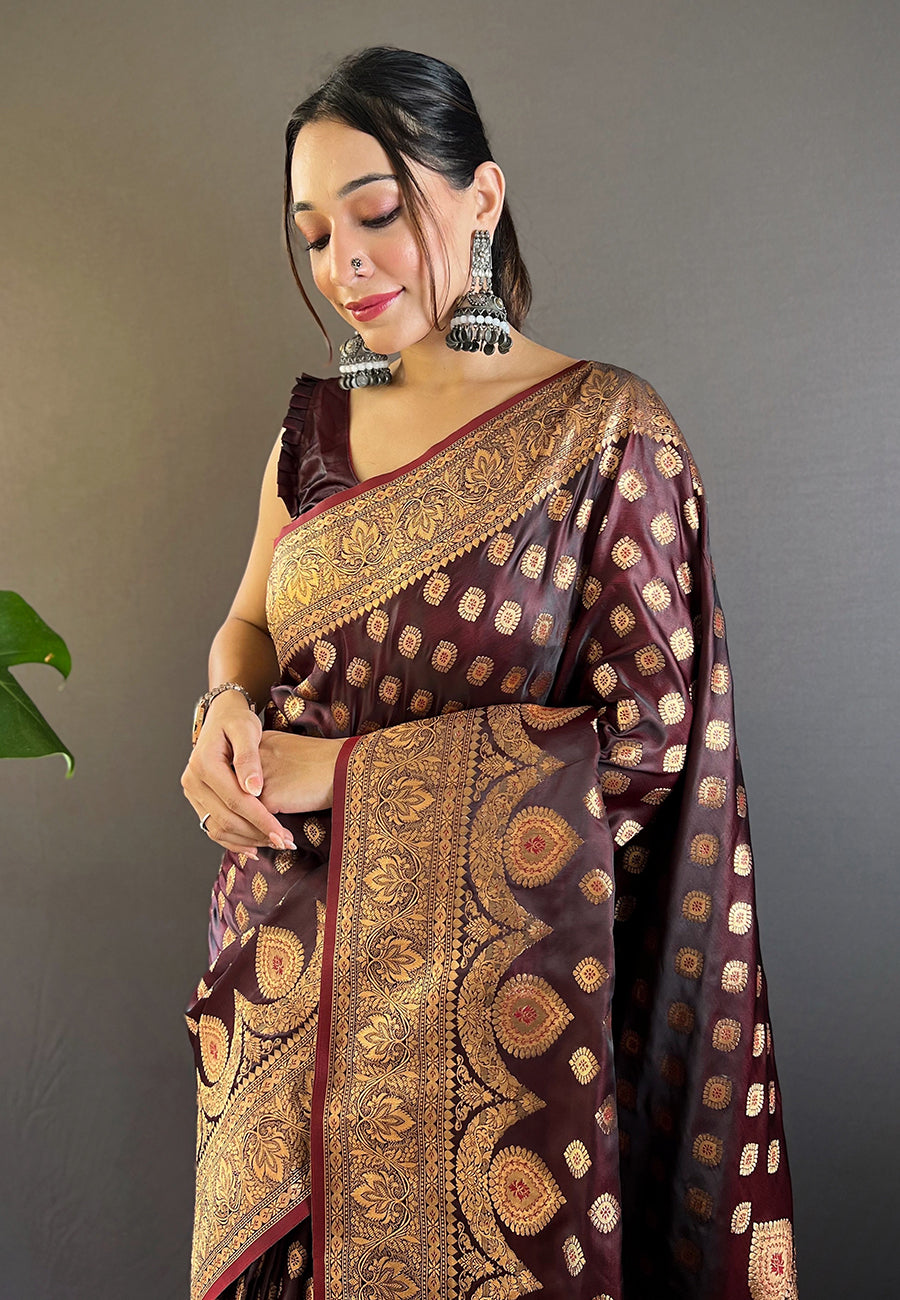 Luxurious Banarasi Satin Silk Saree with | A Stylish and Sophisticated Choice