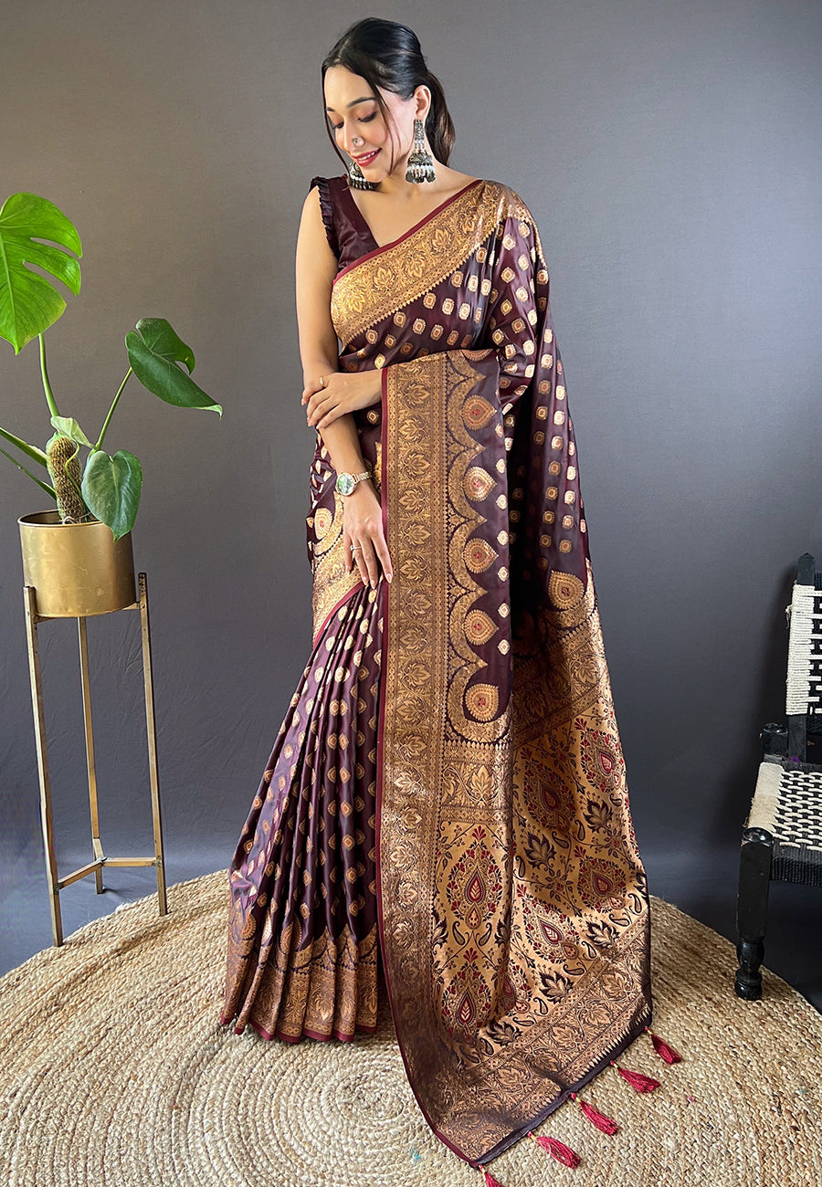 Luxurious Banarasi Satin Silk Saree with | A Stylish and Sophisticated Choice