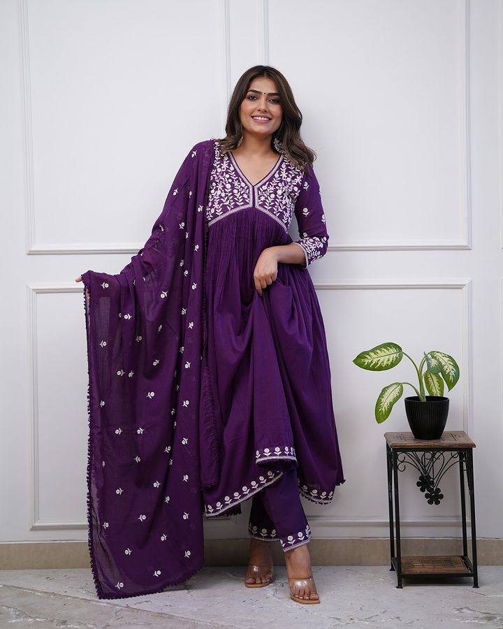 Purple Vichitra Silk Salwar Kameez for Women | Elegant Traditional Outfit for Festive & Special Occasions