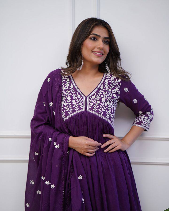 Purple Vichitra Silk Salwar Kameez for Women | Elegant Traditional Outfit for Festive & Special Occasions