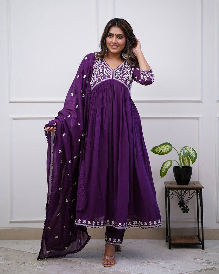 Purple Vichitra Silk Salwar Kameez for Women | Elegant Traditional Outfit for Festive & Special Occasions