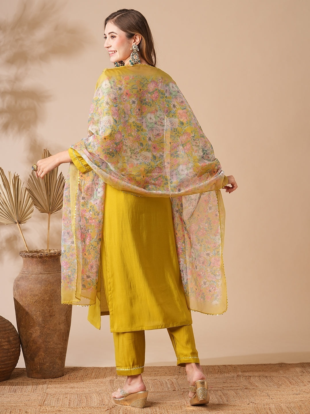 Mustard Chanderi Salwar Kameez for Women | Elegant Traditional Ethnic Wear