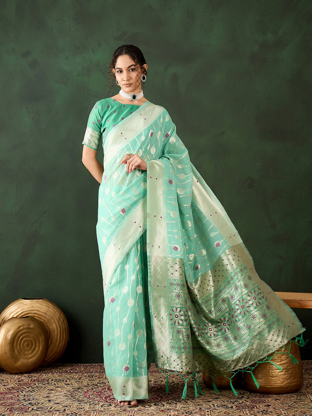 Radiant Poly Cotton Saree with | A Graceful Addition to Your Wardrobe