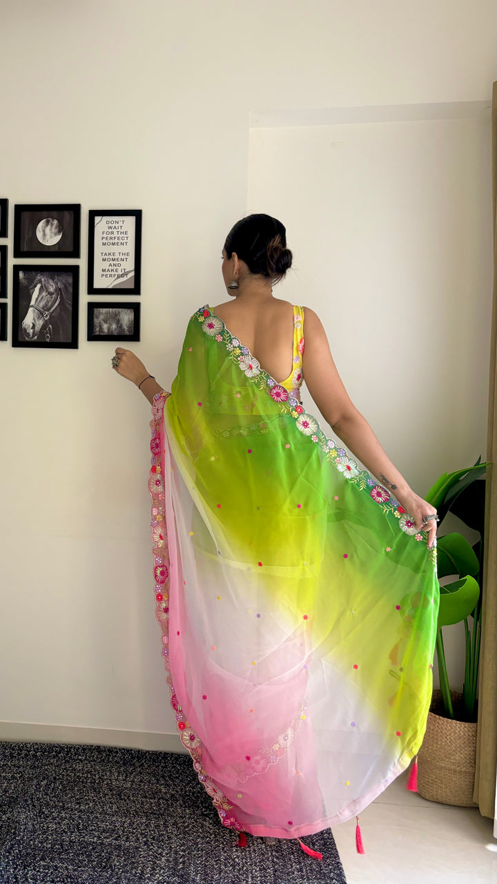 Stunning Faux Georgette Saree with | An Exclusive Designer Masterpiece