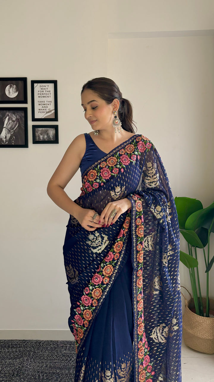 Stunning Georgette Saree with | Crafted for Timeless Elegance