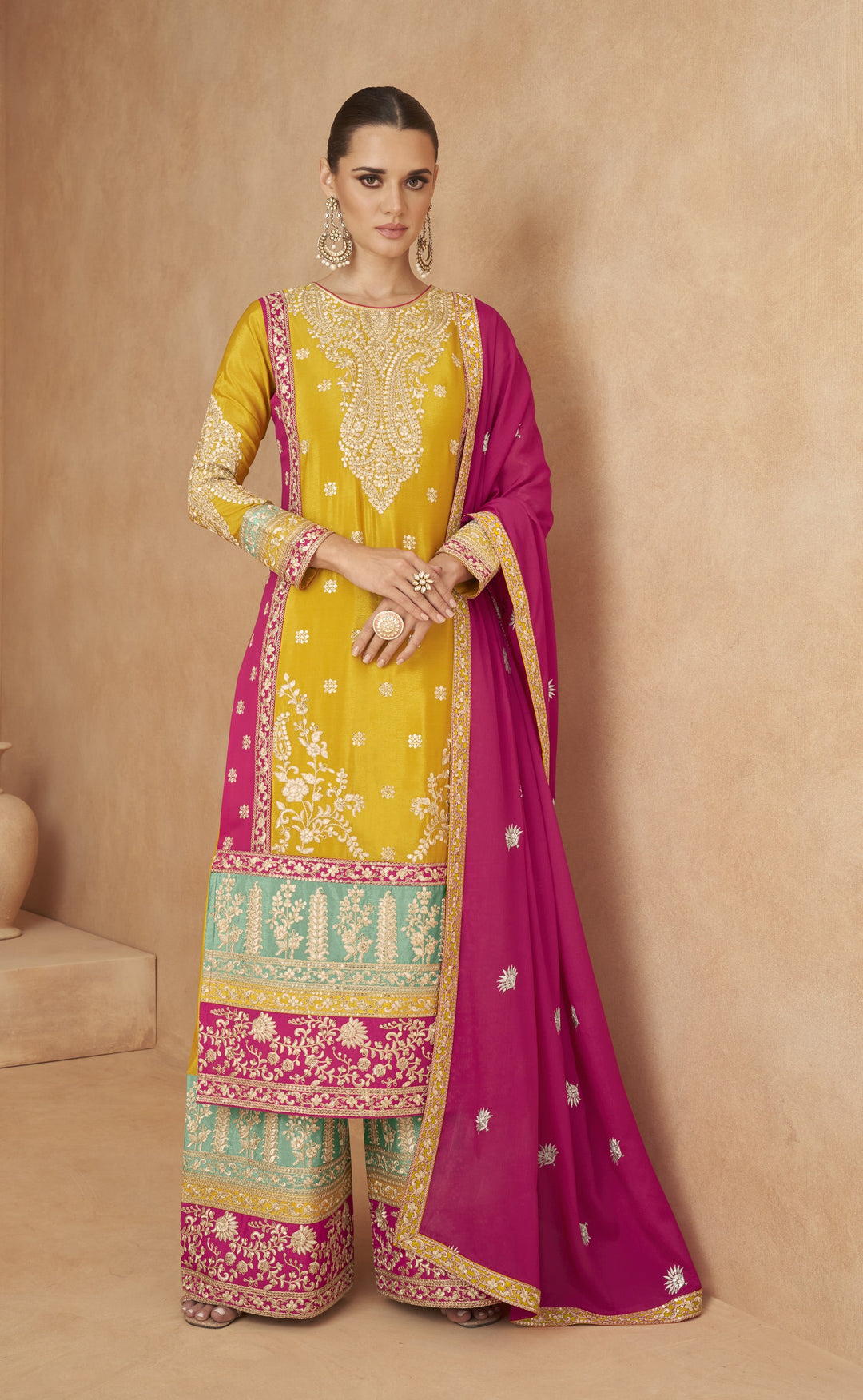 Chinon Silk Salwar Kameez with Intricate Embroidery | Elegant Ethnic Wear for Women