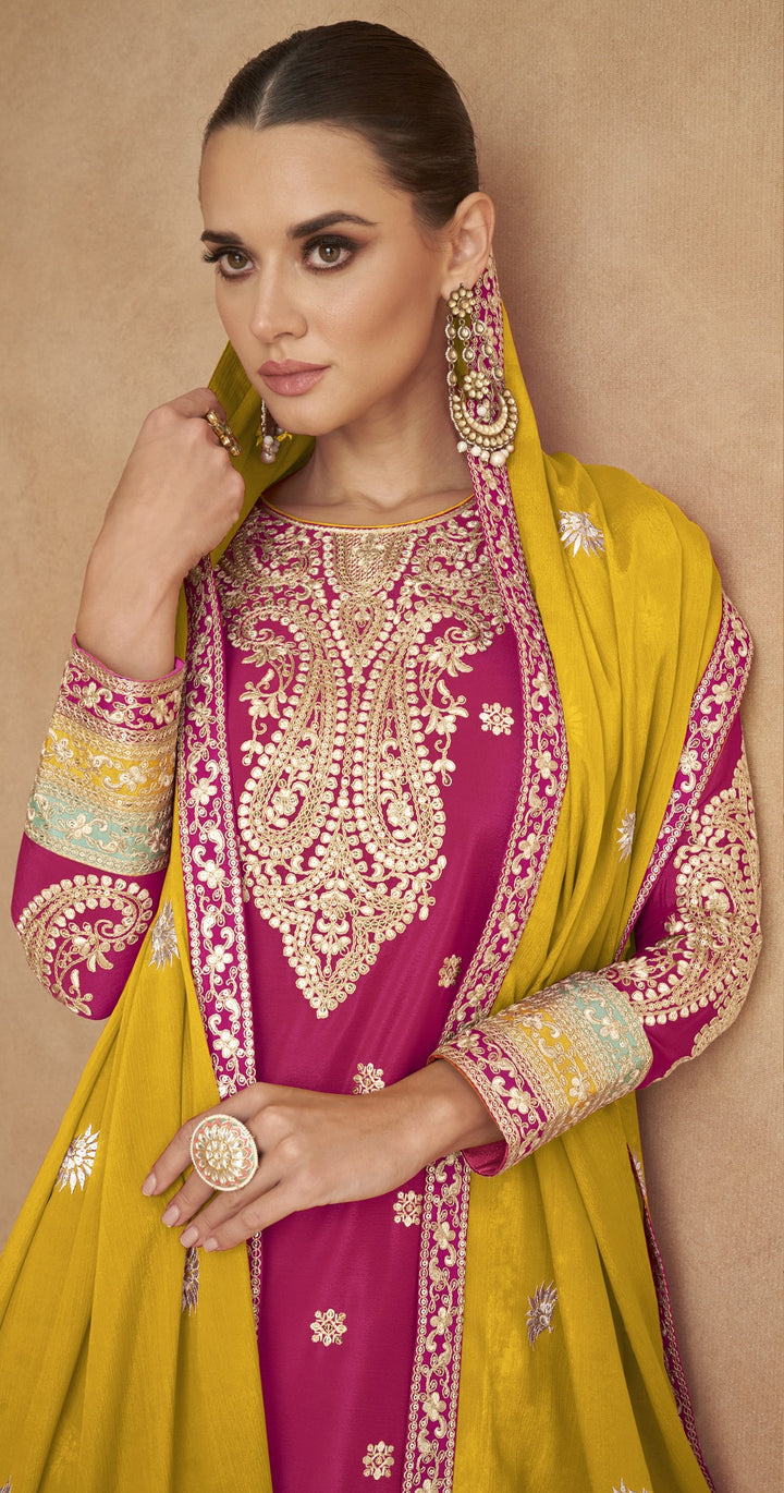 Chinon Silk Salwar Kameez with Intricate Embroidery | Elegant Ethnic Wear for Women