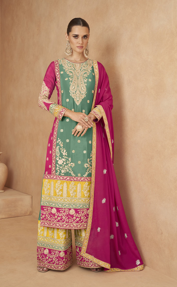 Chinon Silk Salwar Kameez with Intricate Embroidery | Elegant Ethnic Wear for Women