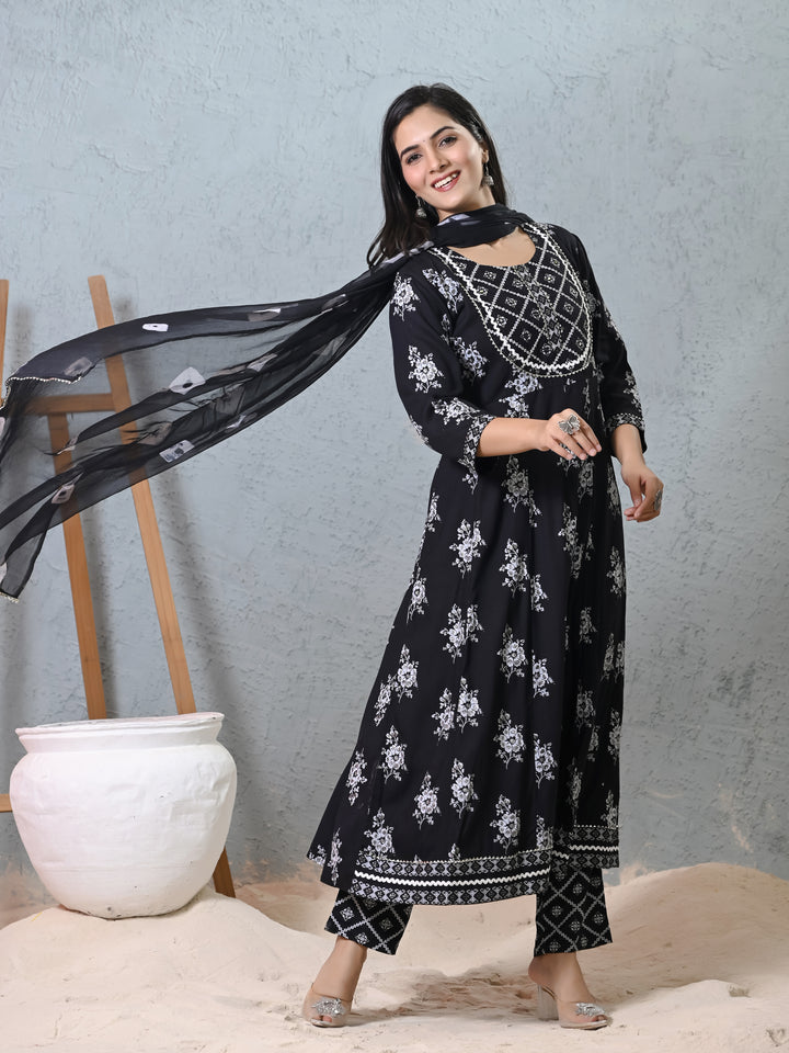 Stylish Black Rayon Salwar Kameez with Embroidery | Comfortable Ethnic Wear for Women