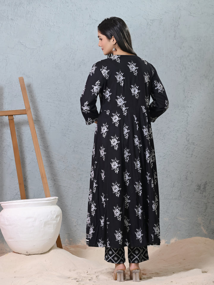 Stylish Black Rayon Salwar Kameez with Embroidery | Comfortable Ethnic Wear for Women