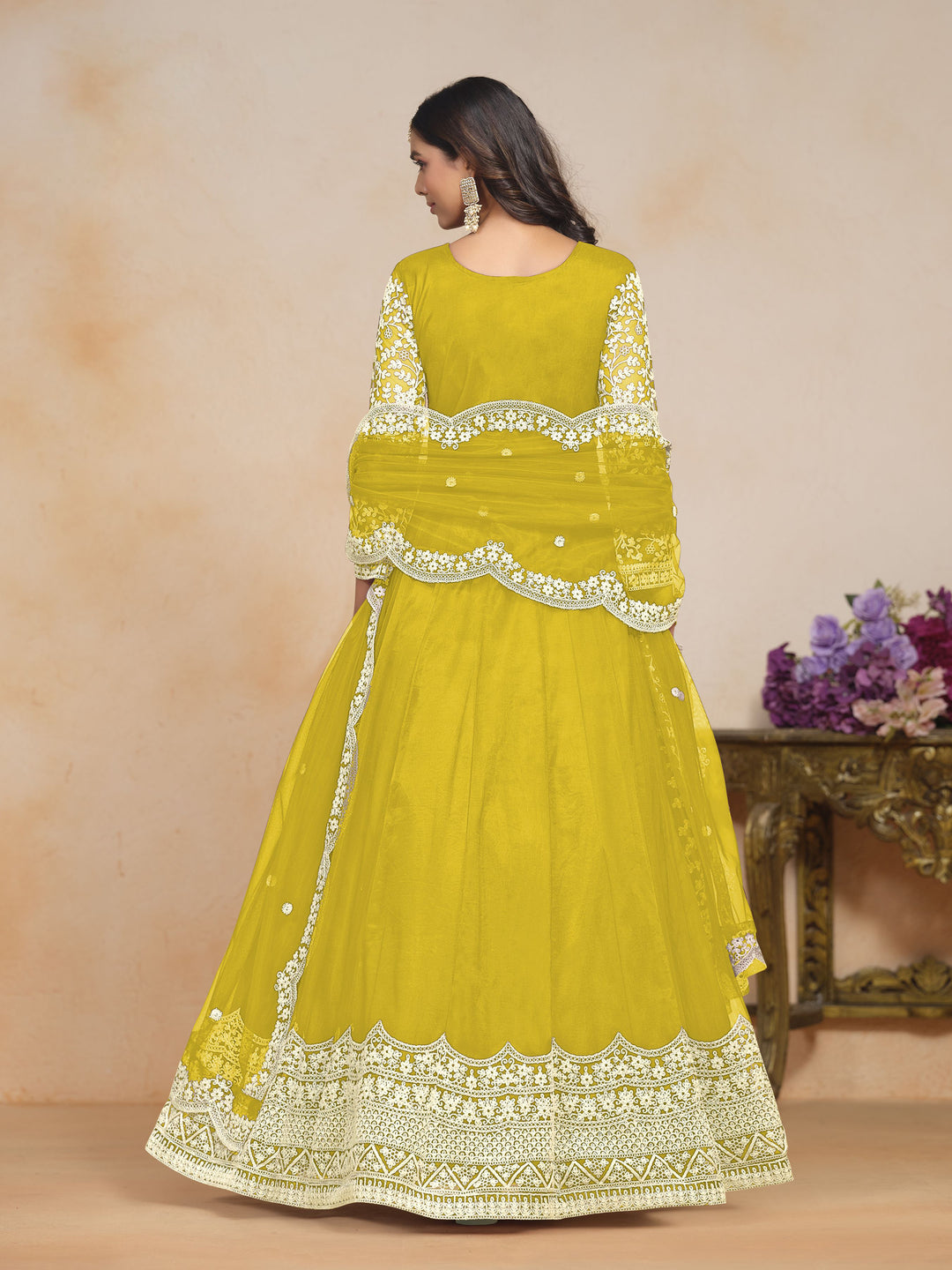 Designer Salwar Kameez with Intricate Embroidery in Net and Santoon | Perfect for Weddings and Celebrations