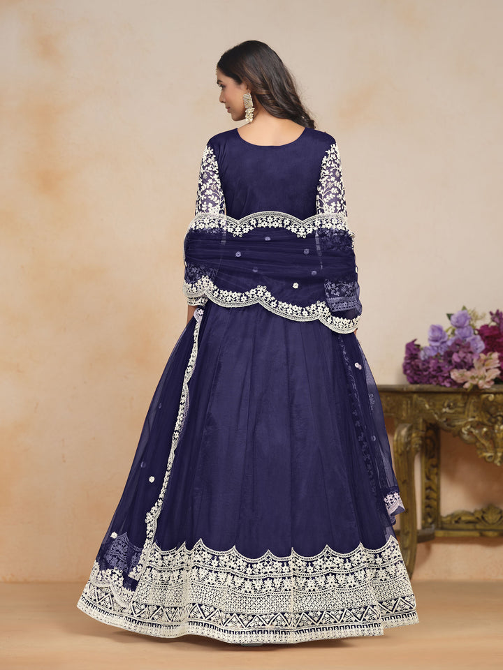 Designer Salwar Kameez with Intricate Embroidery in Net and Santoon | Perfect for Weddings and Celebrations