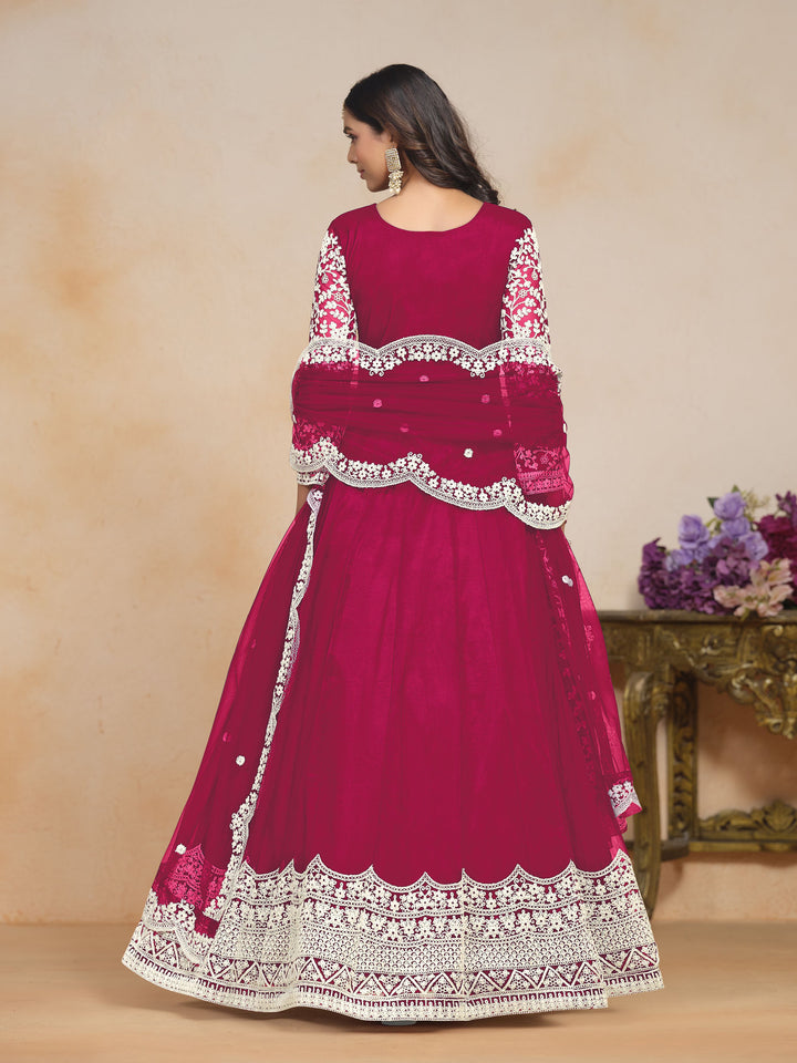 Designer Salwar Kameez with Intricate Embroidery in Net and Santoon | Perfect for Weddings and Celebrations