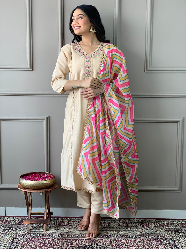 Elegant Viscose Chanderi Salwar Kameez with Vibrant Dupatta | Perfect for Festive & Casual Wear