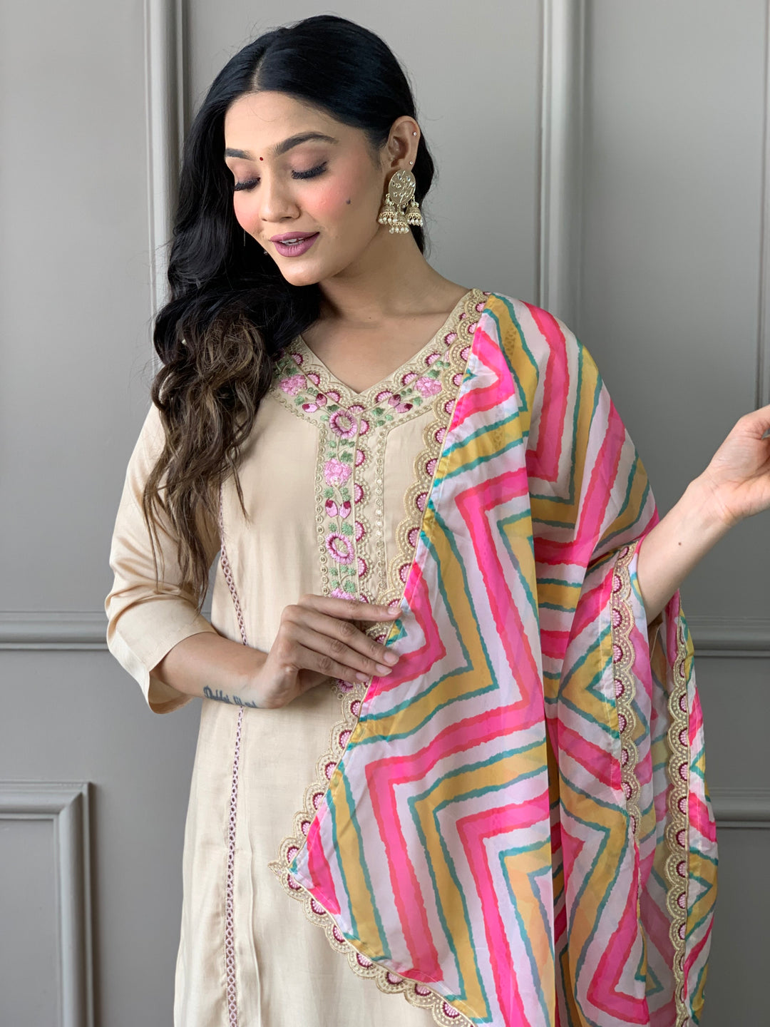 Elegant Viscose Chanderi Salwar Kameez with Vibrant Dupatta | Perfect for Festive & Casual Wear