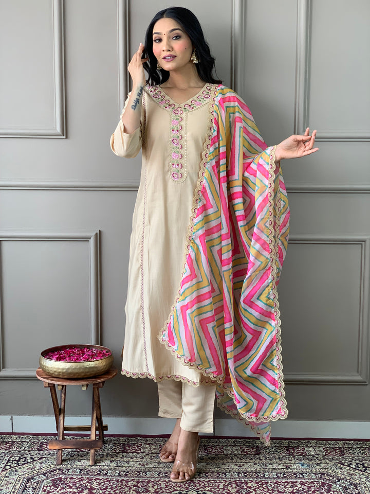 Elegant Viscose Chanderi Salwar Kameez with Vibrant Dupatta | Perfect for Festive & Casual Wear