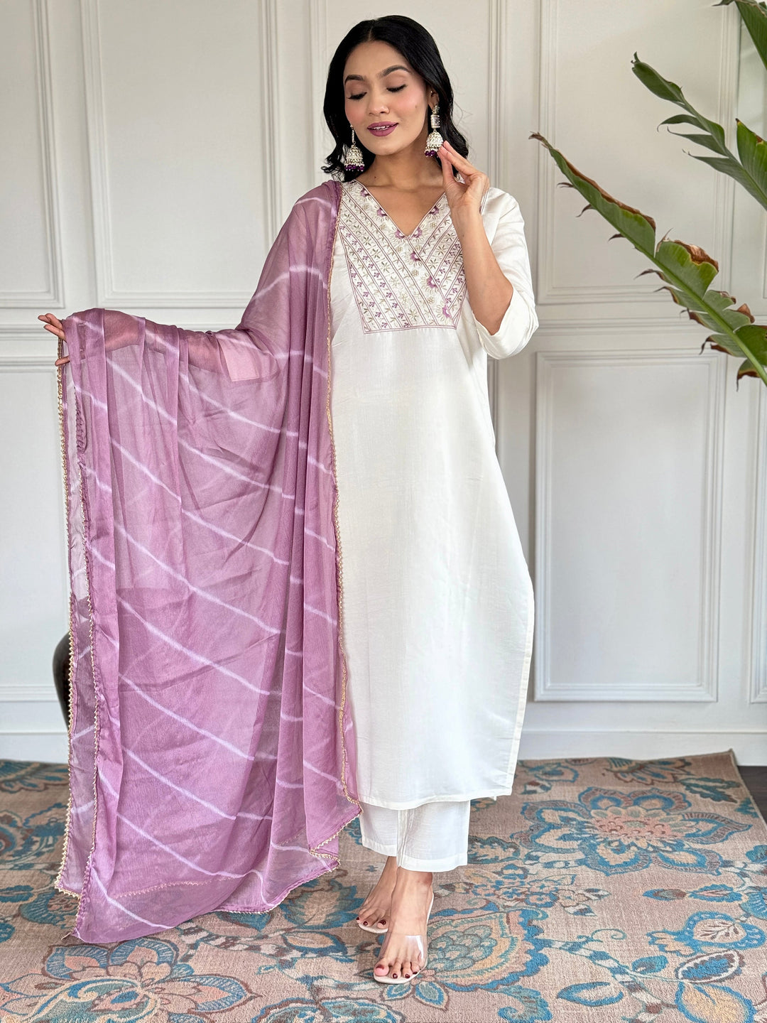 Classic White Chanderi Silk Suit | Designer Salwar Kameez for Festive Wear