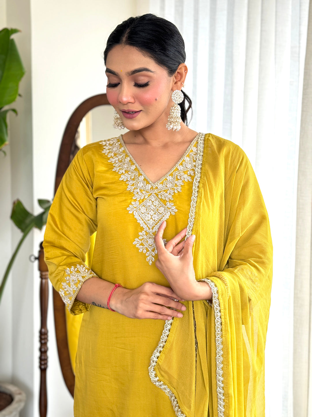 Yellow Chanderi Salwar Suit | Luxurious Embroidery & Stylish Dupatta