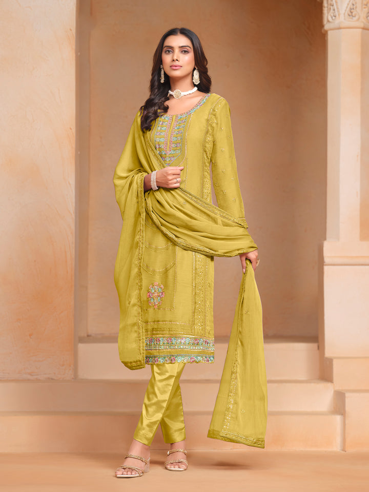 Chic Organza Chiffon Salwar Kameez with Santoon Lining | Festive Ethnic Wear