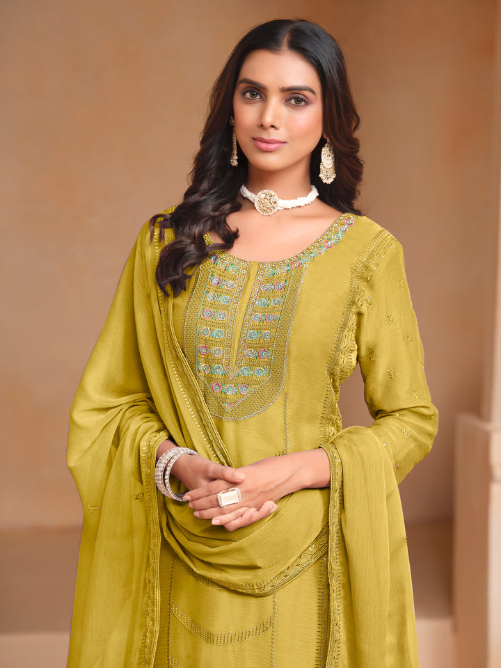 Chic Organza Chiffon Salwar Kameez with Santoon Lining | Festive Ethnic Wear