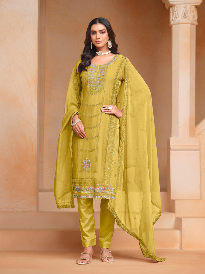 Chic Organza Chiffon Salwar Kameez with Santoon Lining | Festive Ethnic Wear