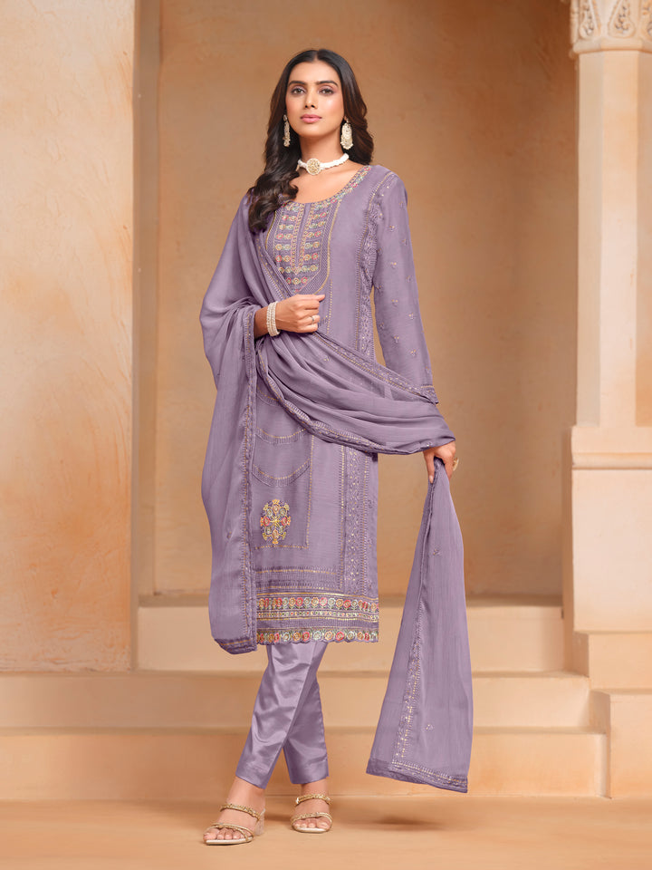 Chic Organza Chiffon Salwar Kameez with Santoon Lining | Festive Ethnic Wear