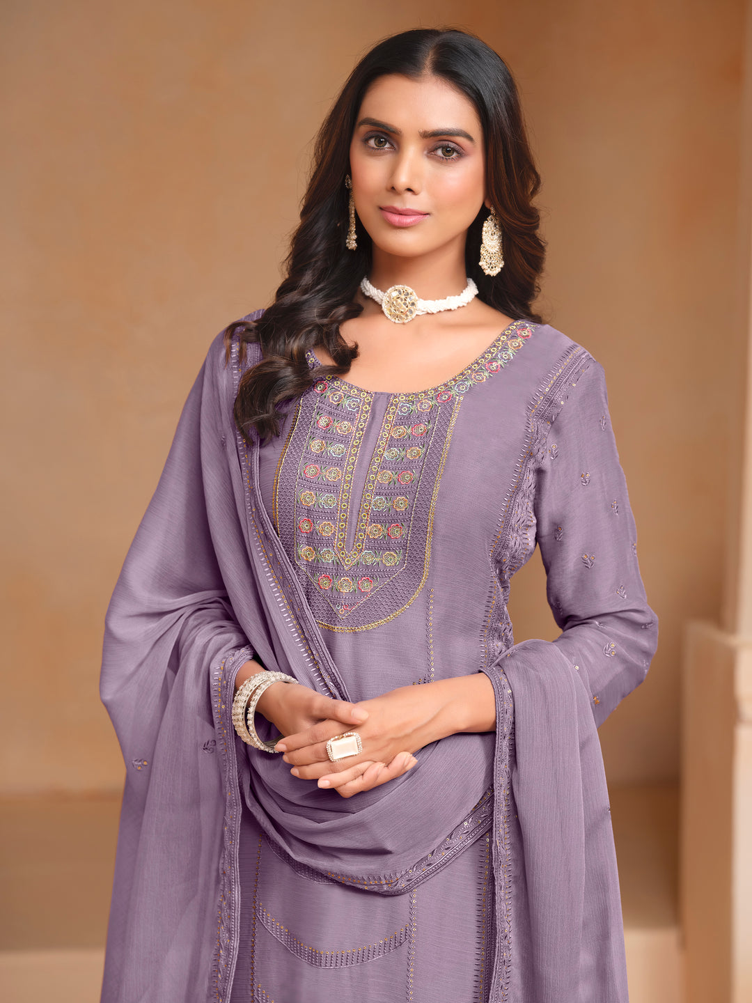 Chic Organza Chiffon Salwar Kameez with Santoon Lining | Festive Ethnic Wear