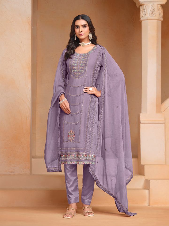 Chic Organza Chiffon Salwar Kameez with Santoon Lining | Festive Ethnic Wear