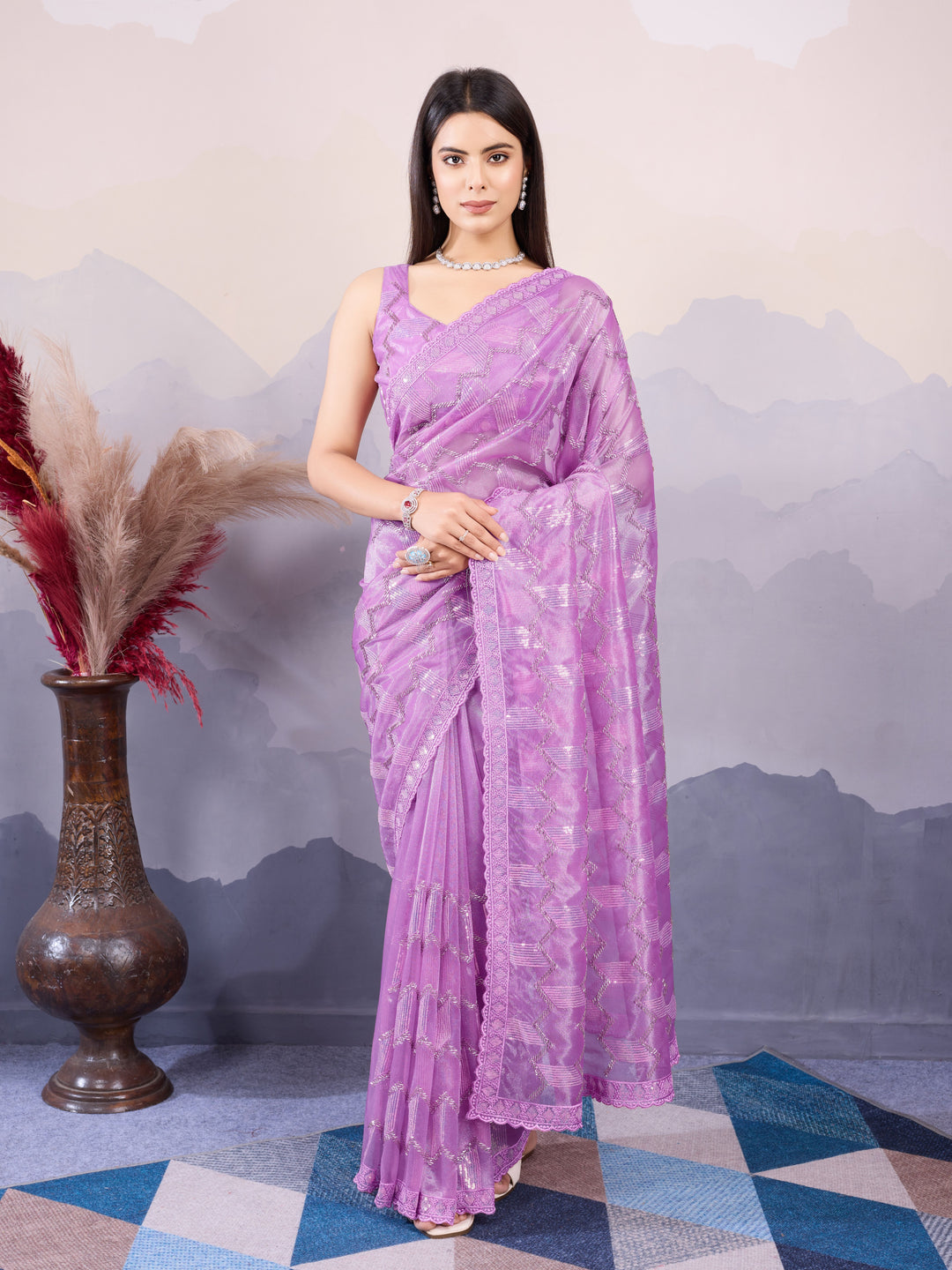 Designer Twill Net Saree with Blouse | A Captivating Traditional Ensemble