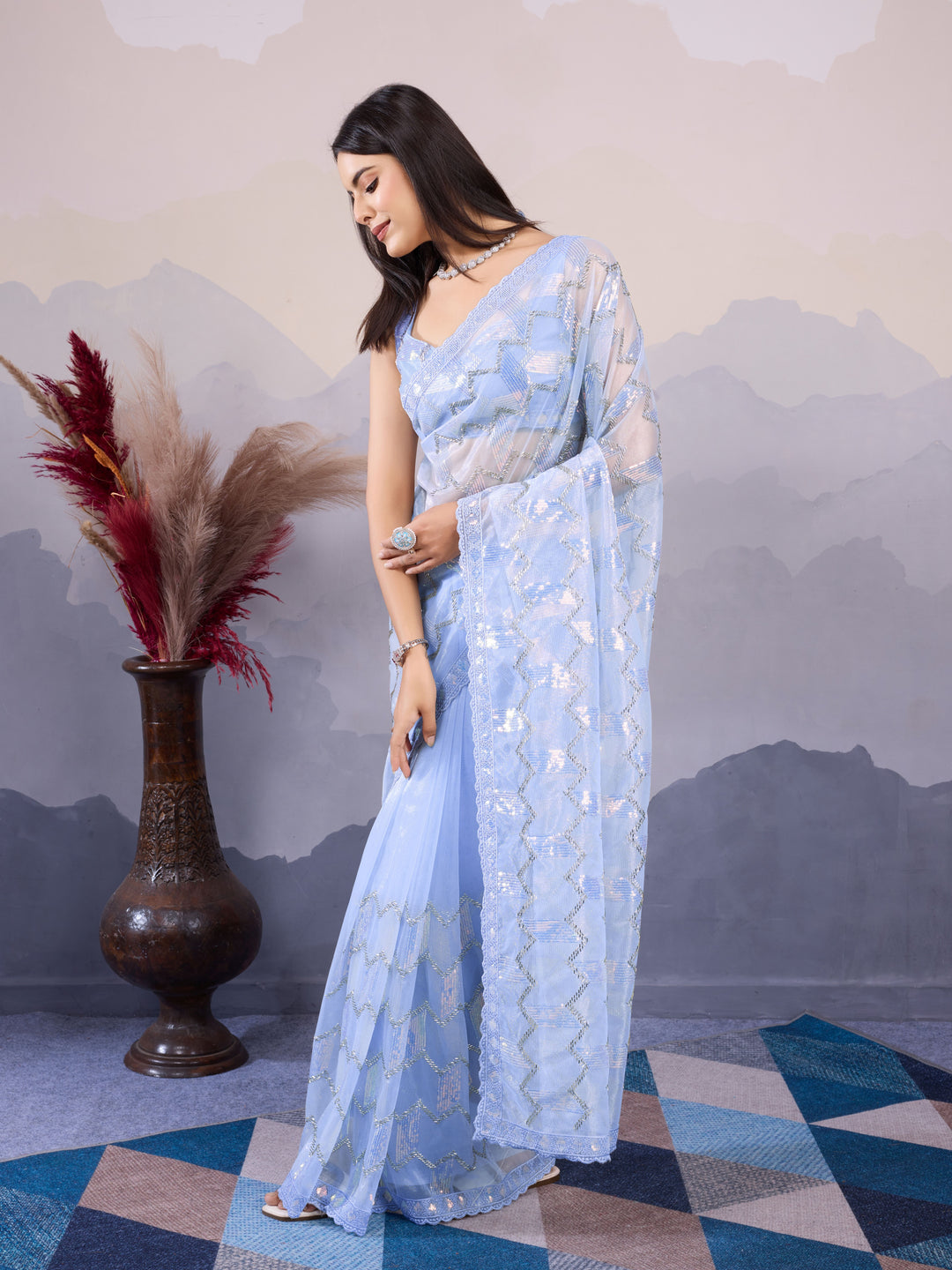 Designer Twill Net Saree with Blouse | A Captivating Traditional Ensemble