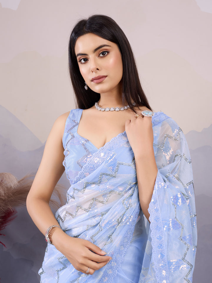 Designer Twill Net Saree with Blouse | A Captivating Traditional Ensemble