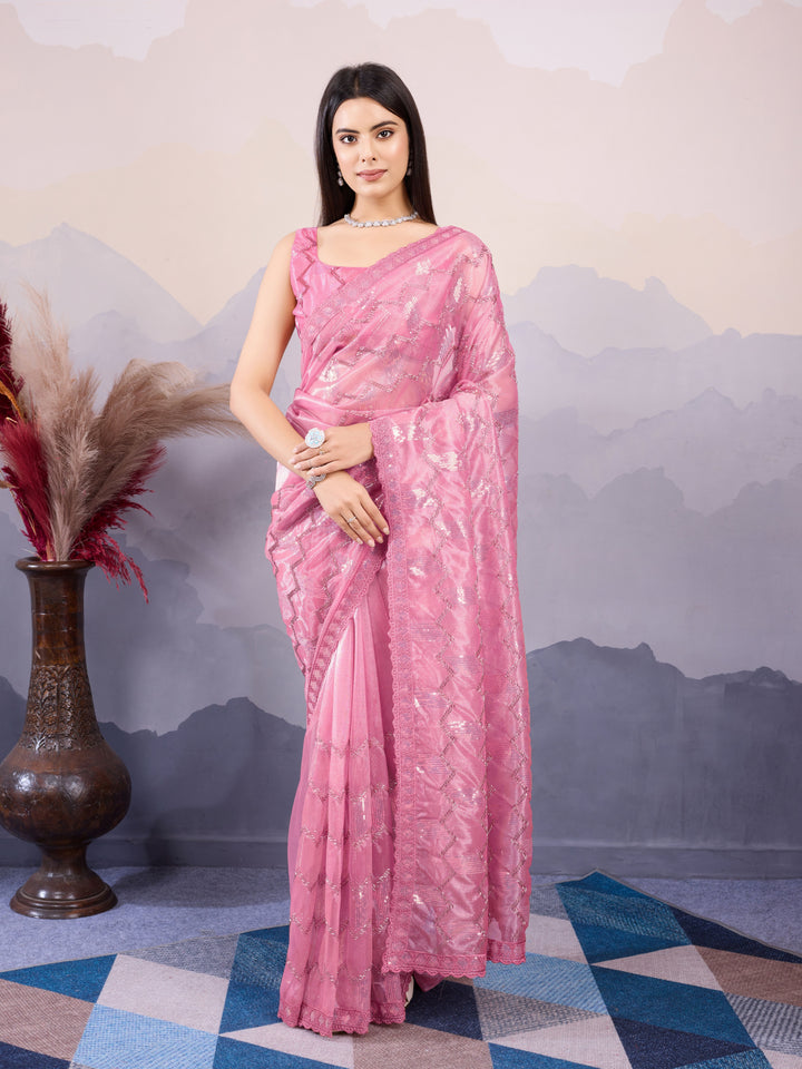 Designer Twill Net Saree with Blouse | A Captivating Traditional Ensemble