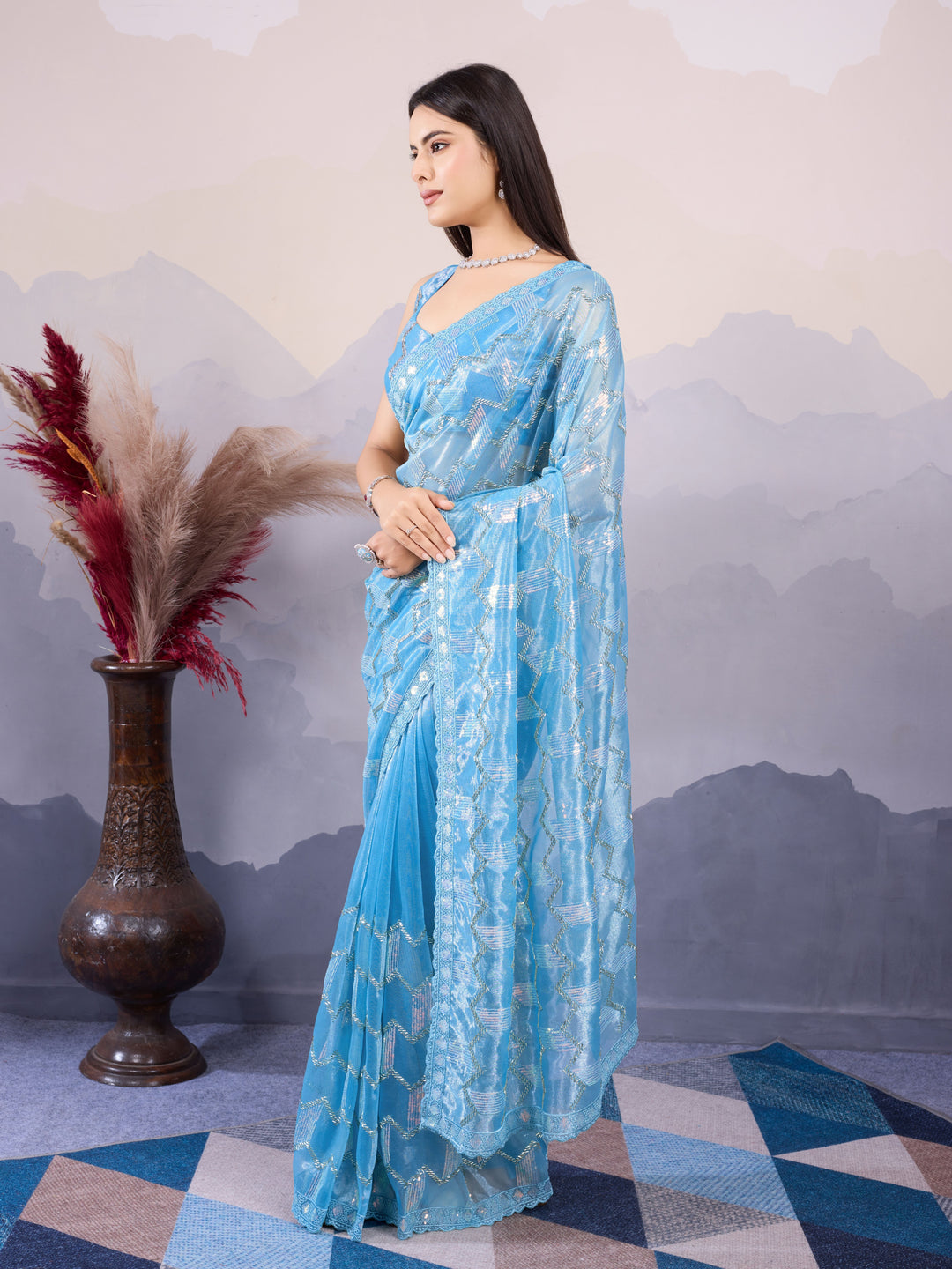 Designer Twill Net Saree with Blouse | A Captivating Traditional Ensemble