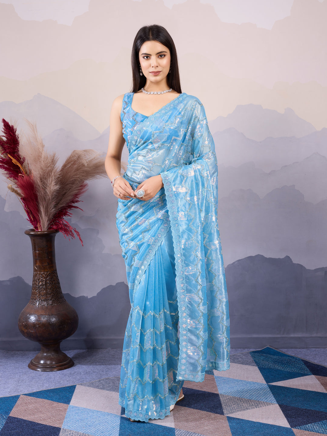 Designer Twill Net Saree with Blouse | A Captivating Traditional Ensemble