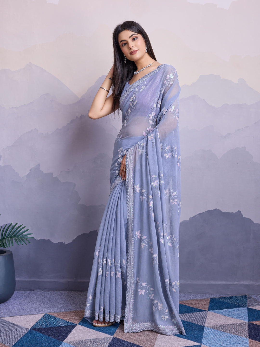 Simmer Chiffon Saree | A Designer Saree for Grand Occasions with Premium Work