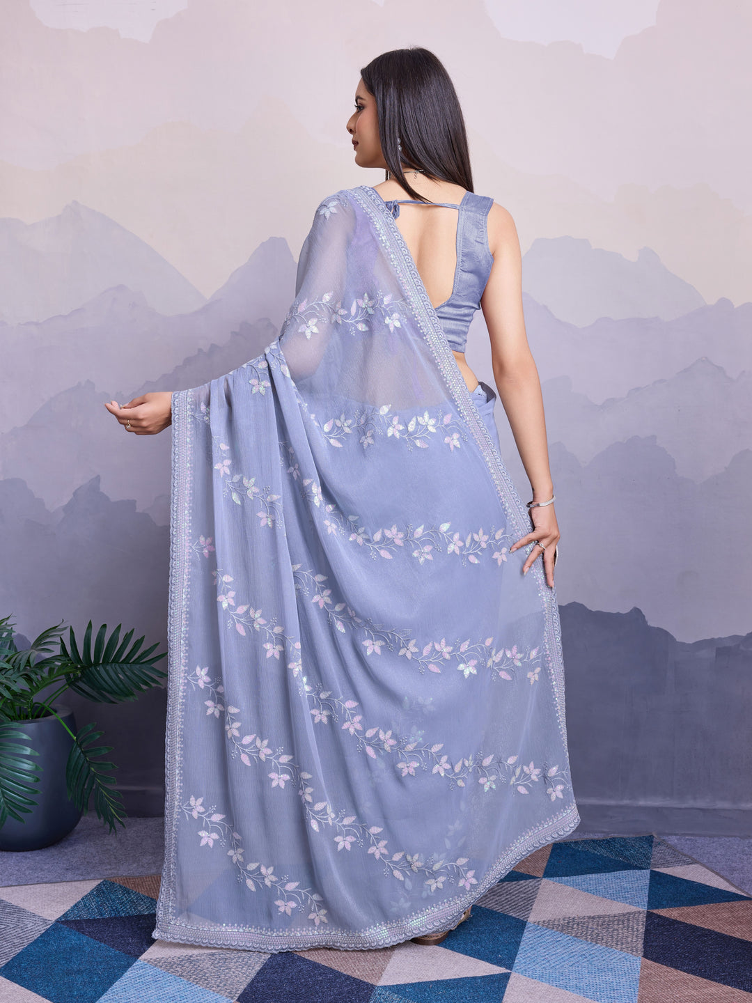 Simmer Chiffon Saree | A Designer Saree for Grand Occasions with Premium Work