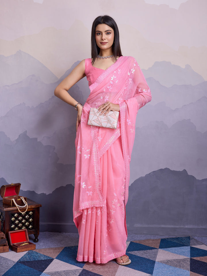 Simmer Chiffon Saree | A Designer Saree for Grand Occasions with Premium Work