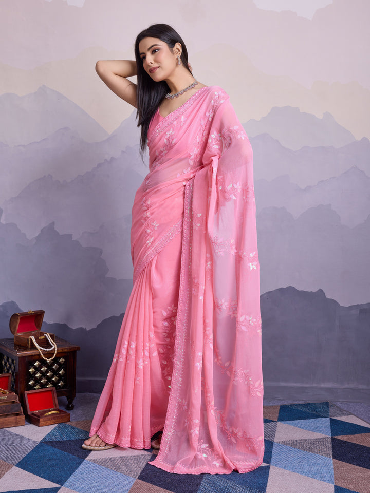 Simmer Chiffon Saree | A Designer Saree for Grand Occasions with Premium Work