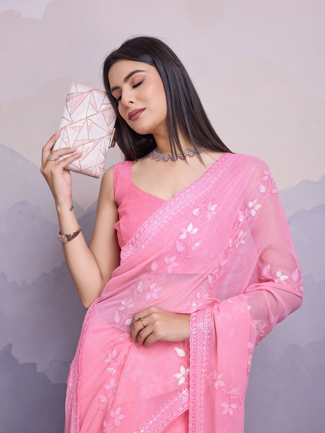 Simmer Chiffon Saree | A Designer Saree for Grand Occasions with Premium Work