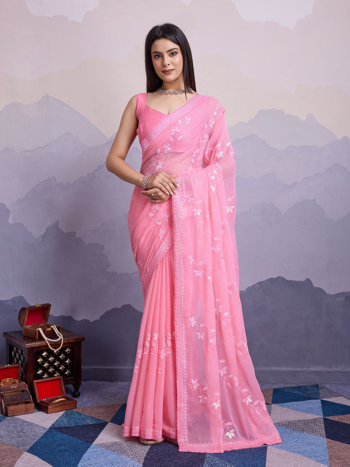 Simmer Chiffon Saree | A Designer Saree for Grand Occasions with Premium Work