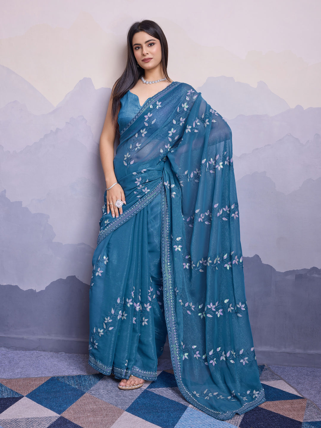 Simmer Chiffon Saree | A Designer Saree for Grand Occasions with Premium Work