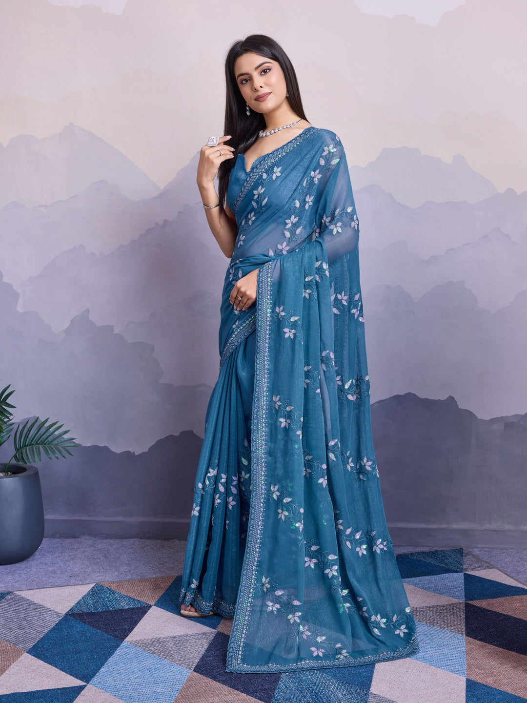 Simmer Chiffon Saree | A Designer Saree for Grand Occasions with Premium Work