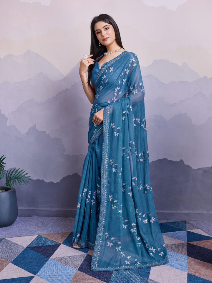 Simmer Chiffon Saree | A Designer Saree for Grand Occasions with Premium Work