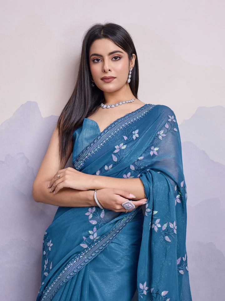 Simmer Chiffon Saree | A Designer Saree for Grand Occasions with Premium Work